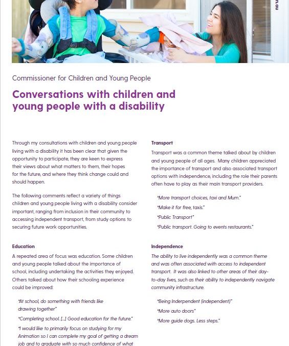 Conversations with children and young people living with a disability