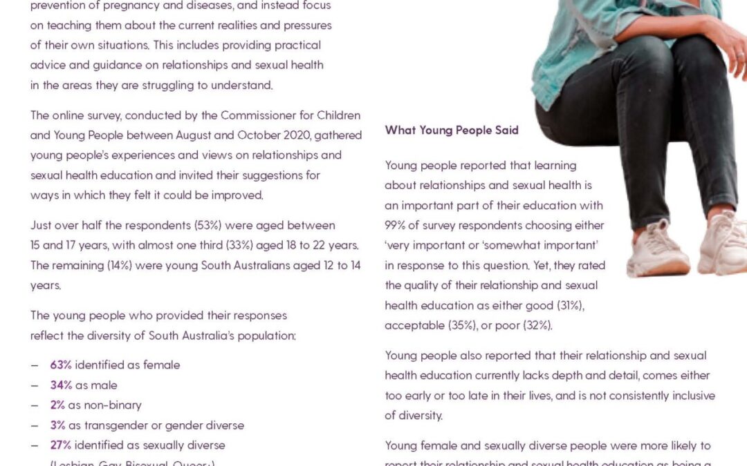 SA Young People’s Current Experiences of Relationship and Sexual Health Education