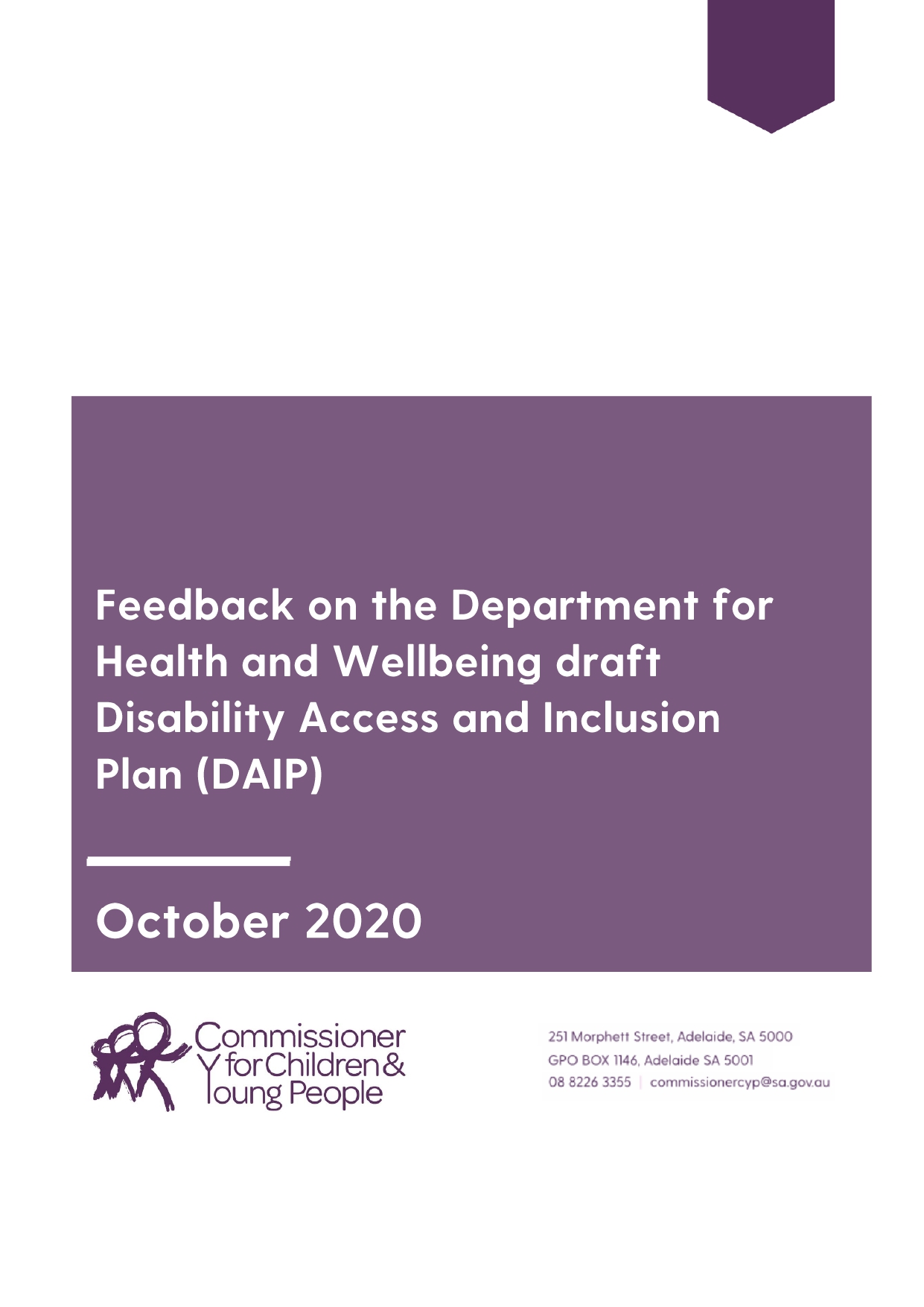 Submission On The Department For Health And Wellbeing Draft Disability ...