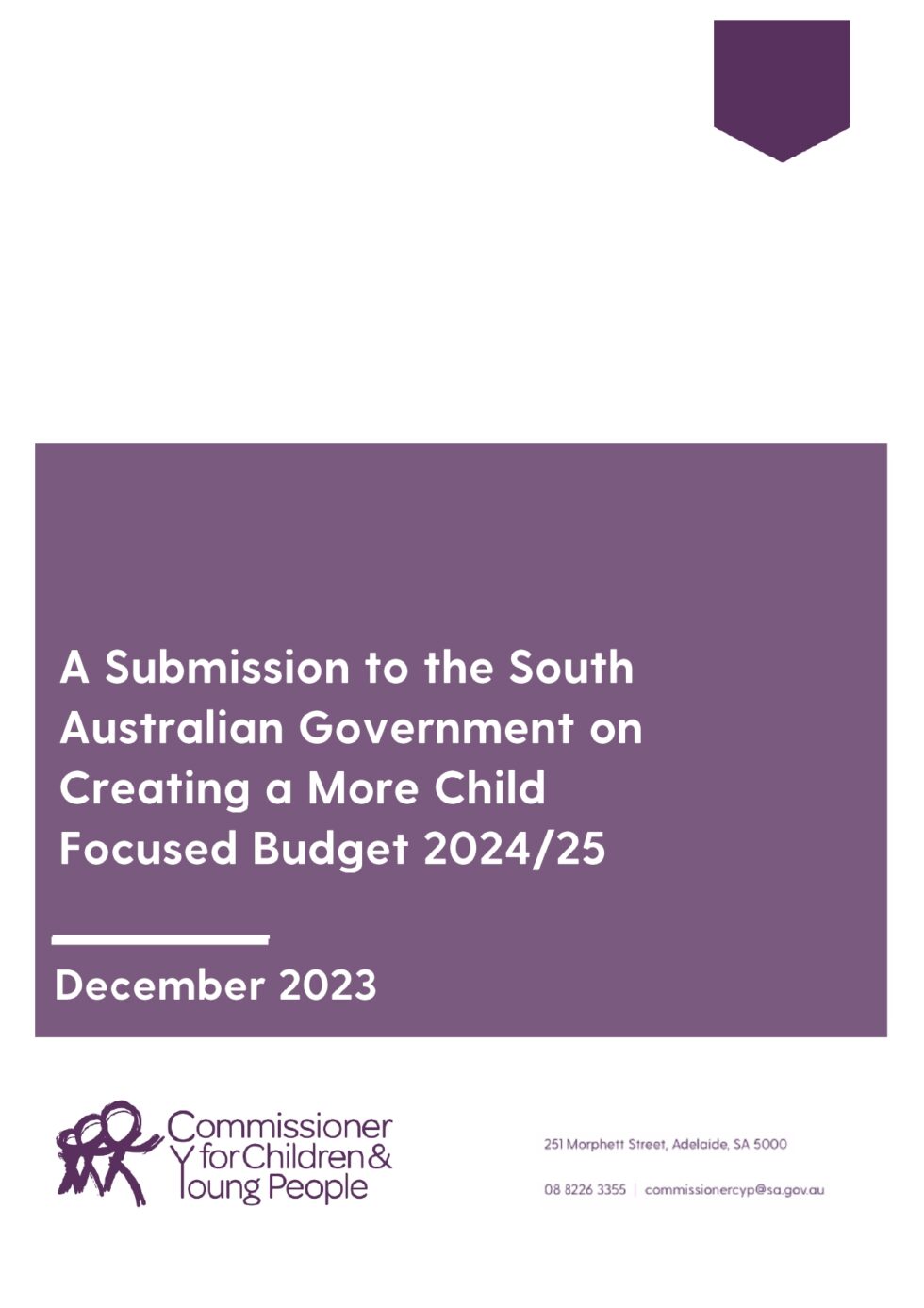 Submission On Creating A More Child Focused Budget 2024 25   Submission To The SA Government On Creating A More Child Focused Budget 2024 25 980x1387 