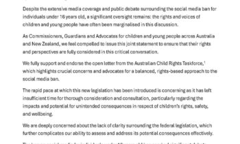 Joint Statement from ANZCCG re Federal Govt’s social media legislation